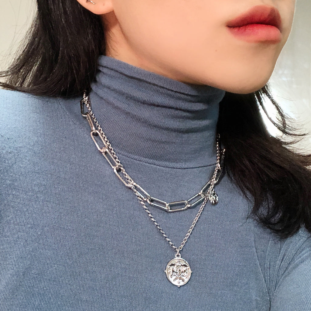 ビッグチェーンチョーカーレイヤードネックレス / Big Chain Choker