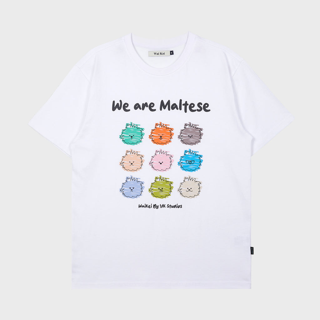 マルチーズクレヨンドローインフハーフスリーブTシャツ / Maltese