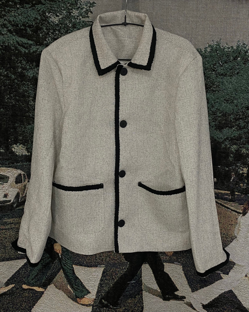 Tweed Puff Sleeve Jacket ノーカラージャケット ツイード ウール