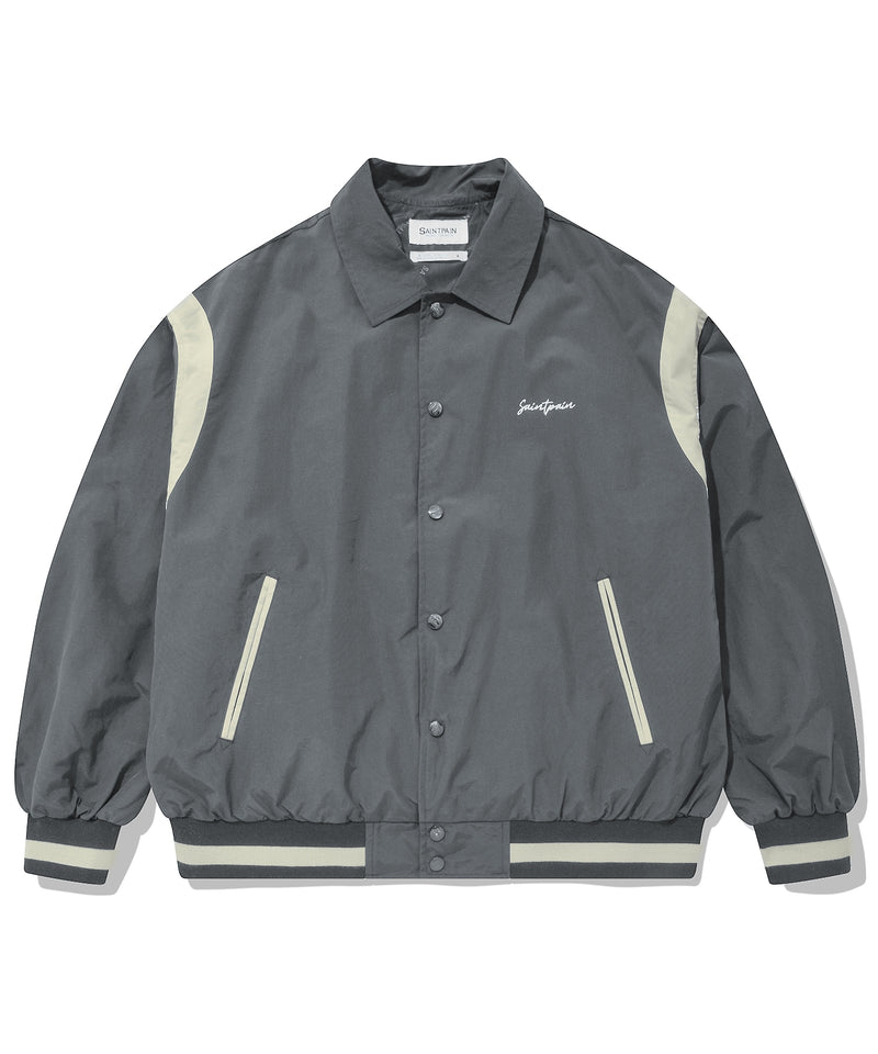 SP NYLON VARSITY JACKET-CHARCOAL