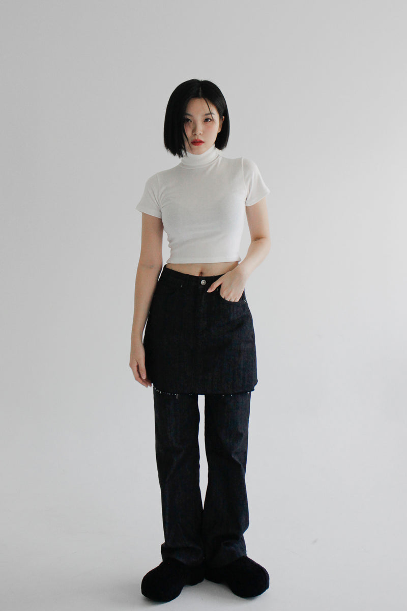 スカートレイヤードデニムパンツ / no.7713 Skirt Layered Denim Pants