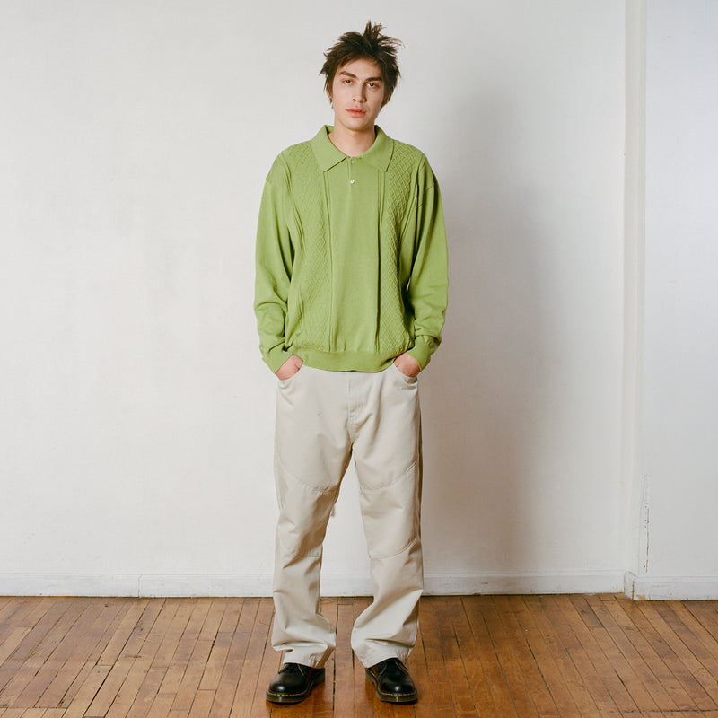 ニットダイアモンドポロシャツ / KNITTED DIAMOND POLO SHIRT (GREEN