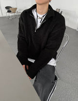 No.9887 M ブークレハーフジップニット/No.9887 M boucle half ZIP KNIT (4color)HOLY IN  CODE/ {{ category }}