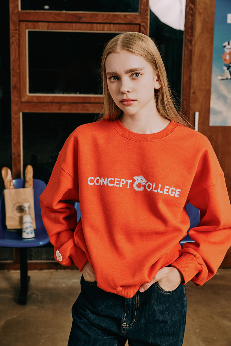 ベーシックラインロゴユニセックスオレンジスウェットシャツCONCEPT COLLEGE/ {{ category }}