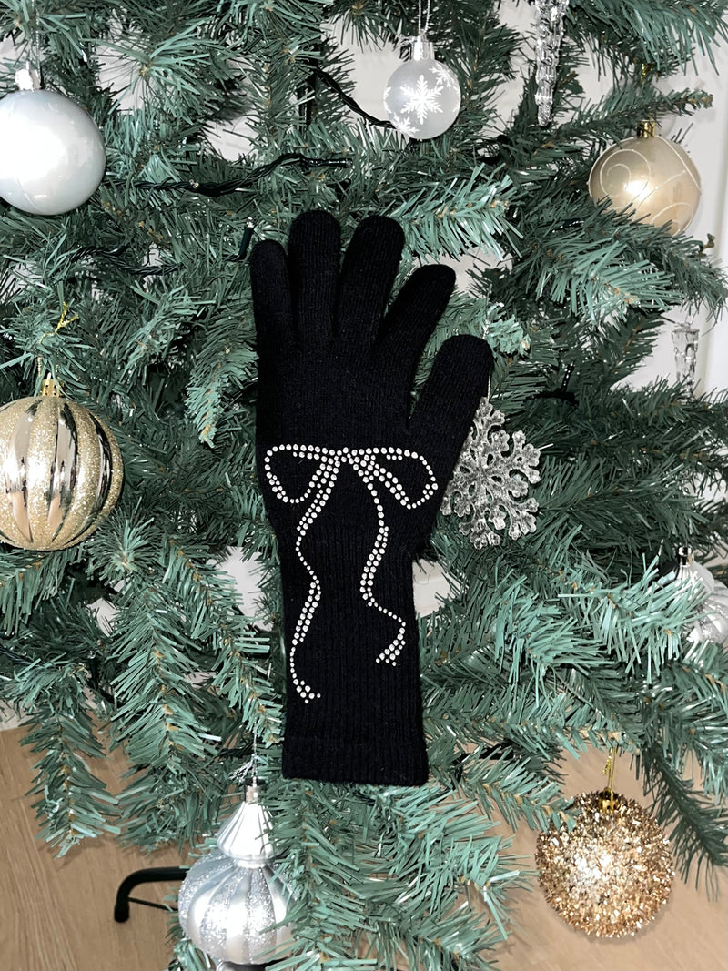 リボン グローブ / ribbon long gloves (black)