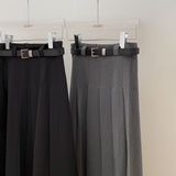 [Belt set/Recommended!] Rose Pleated Long Skirt