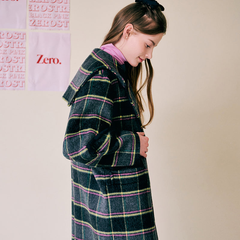 アルパカセーラーチェックコート/ALPACA SAILOR CHECK COAT / GRAY