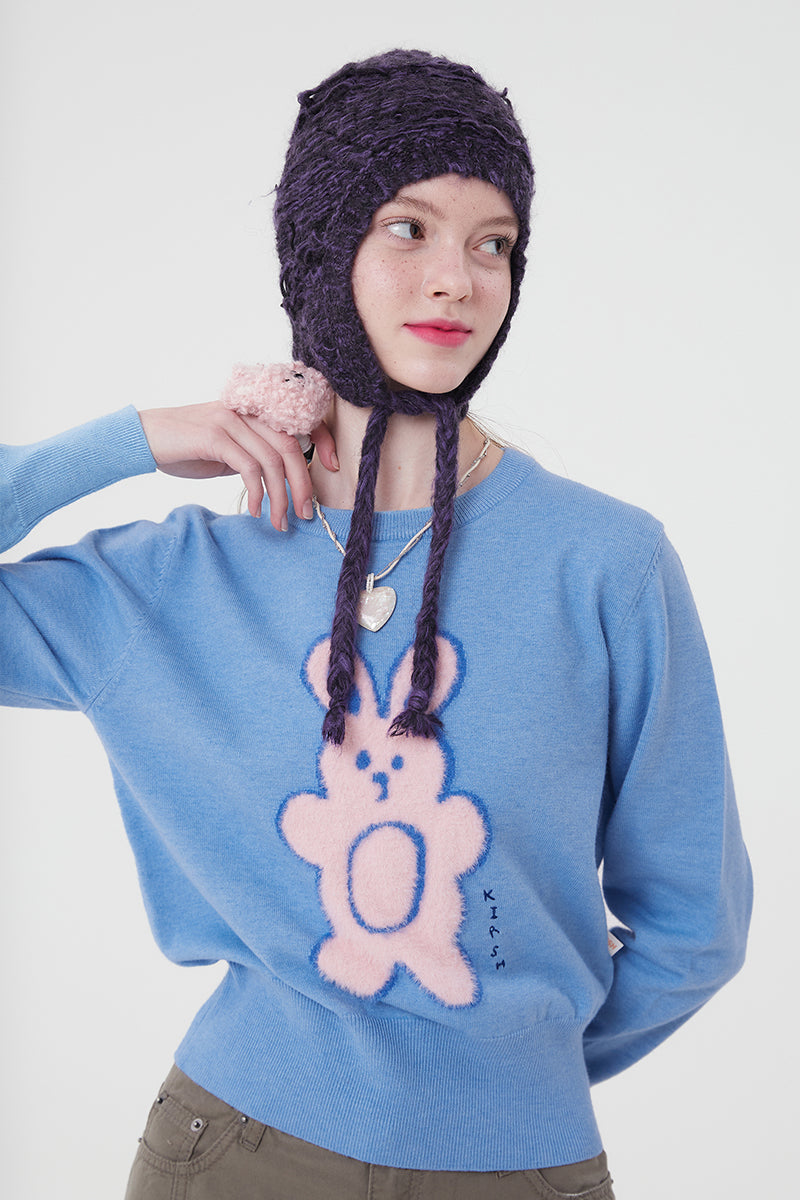 ウィティーバニーフラットニット／WITTY BUNNY FLAT KNIT [LIGHT BLUE