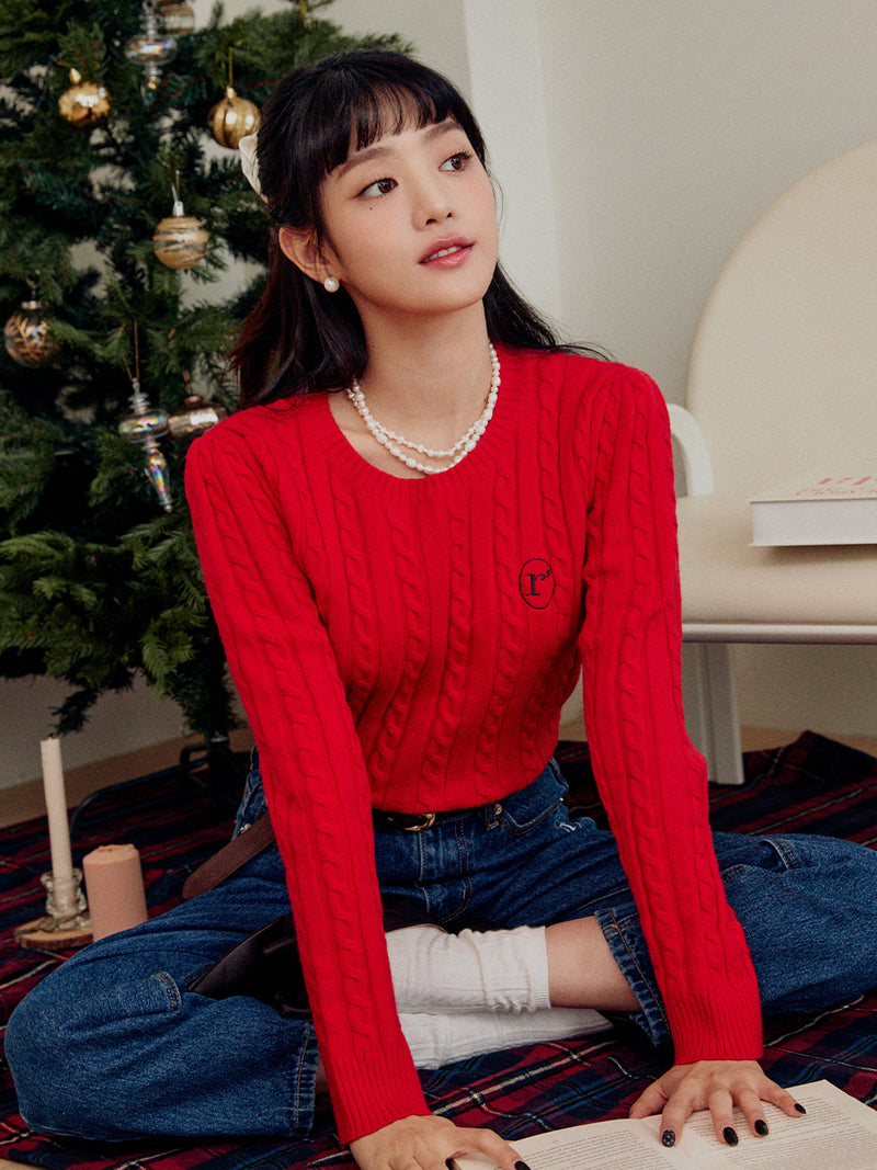 ローラ ケーブルニットレッド/ ROLA CABLE KNIT RED