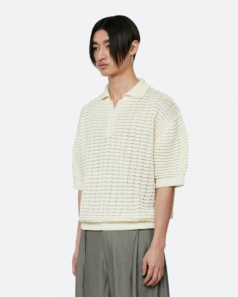 モロッコリネンハーフニット半袖シャツ / Morocco linen half knit