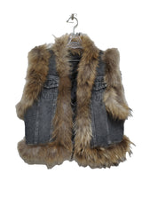 ヴィンテージラクーンデニムベスト / Vintage Raccoon Denim Vest (2 colors)