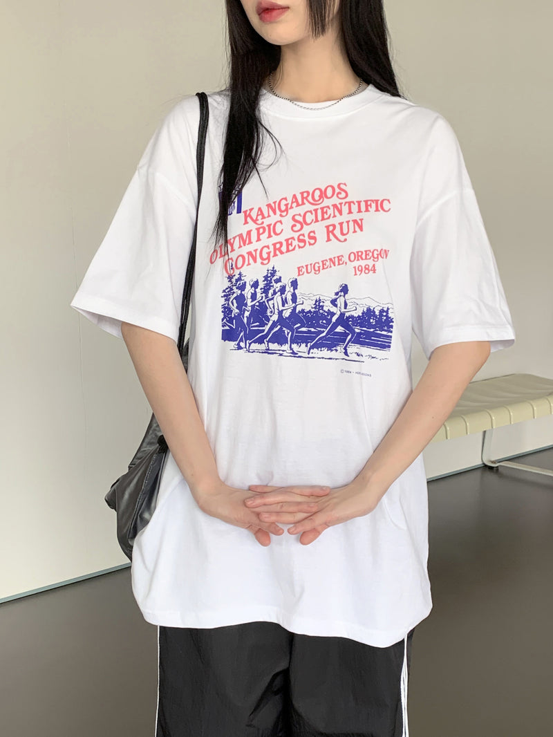 ヴィンテージ プリンティング レタリング オーバーサイズ 半袖Tシャツ