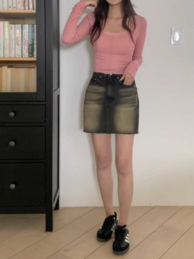 vintage denim miniskirt