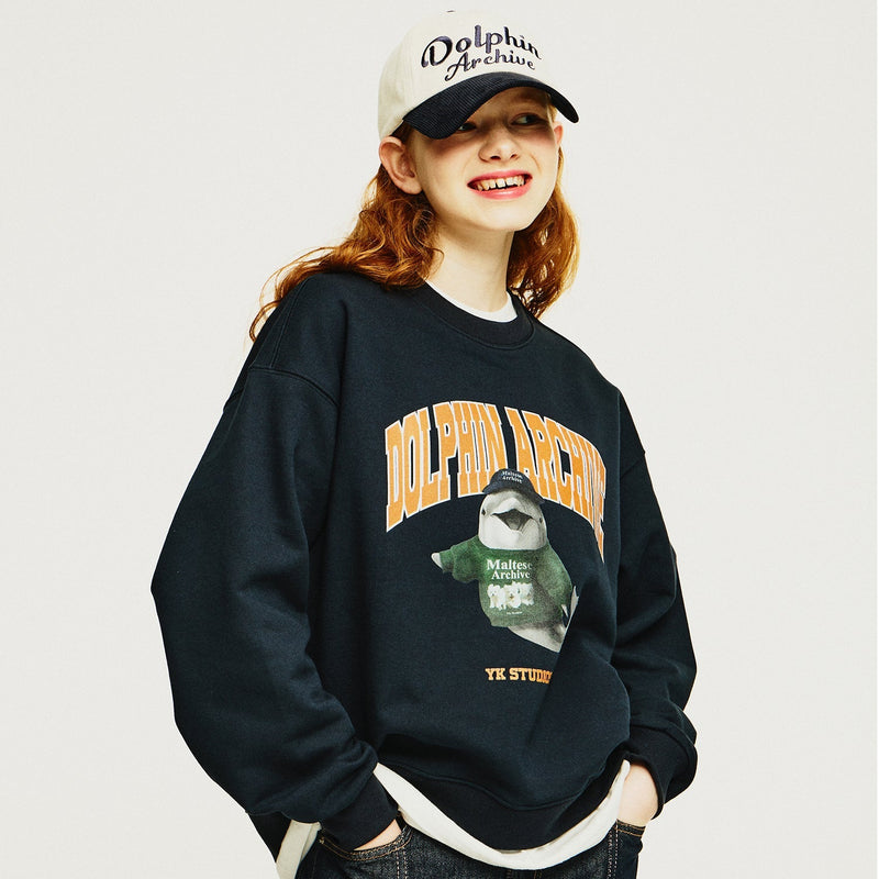 プレッピードルフィンスウェットシャツ/Preppy dolphin sweatshirts