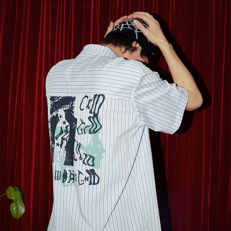 ディソーダーストライプジップアップ S/S シャツ / DISORDER STRIPE ZIP UP S/S SHIRTmahagrid/ {{  category }}