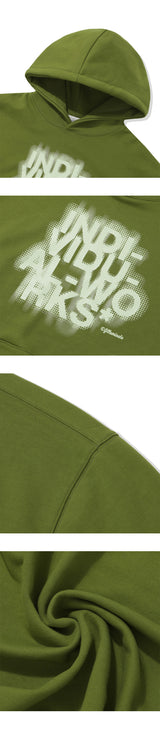 Blur Effect Logo Hoodie-Green