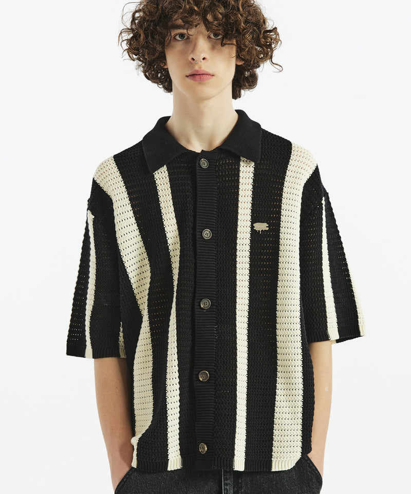 クロシェストライプニットカーディガン/CROCHET STRIPE KNIT CARDIGAN