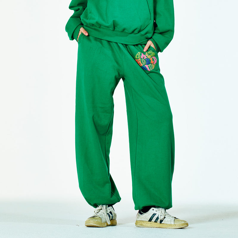 レインボーハートスウェットパンツ / RAINBOW HEART SWEATPANTS GREEN