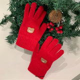 chanibear winter smart touch wool gloves (4color-red)