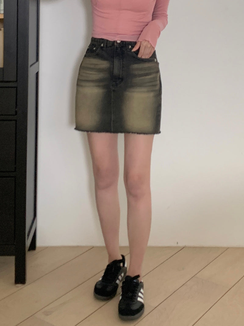 vintage denim miniskirt