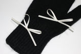 リボン アンゴラ ミトン グローブ / ribbon angora mitten (black)