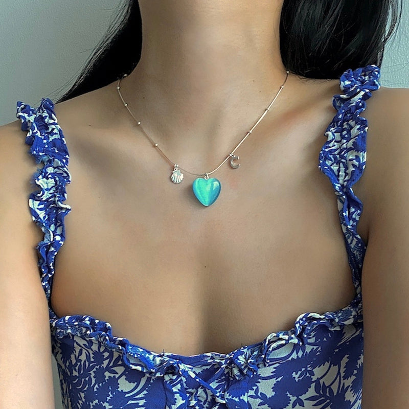 ディープブルーハートネックレス/DEEP BLUE HEART NECKLACE – 60