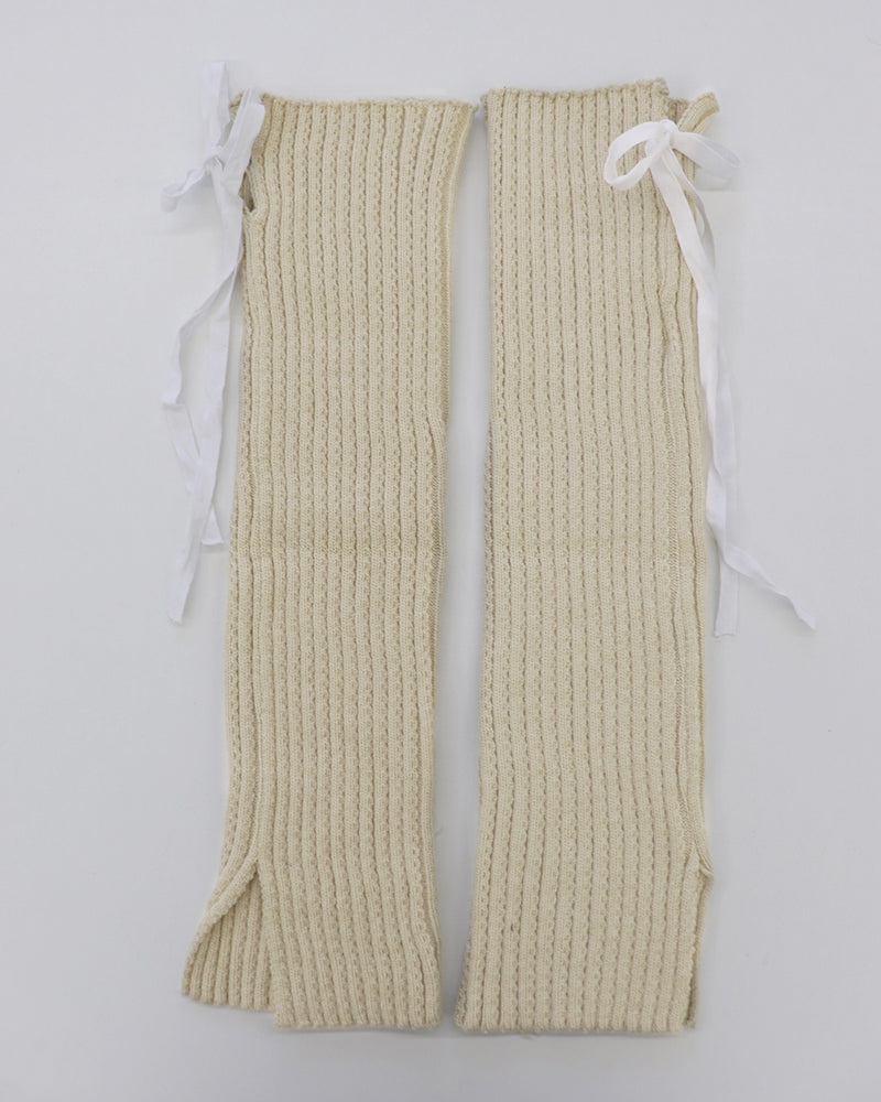 Kobel ribbed knit balletcore ribbon string leg warmer