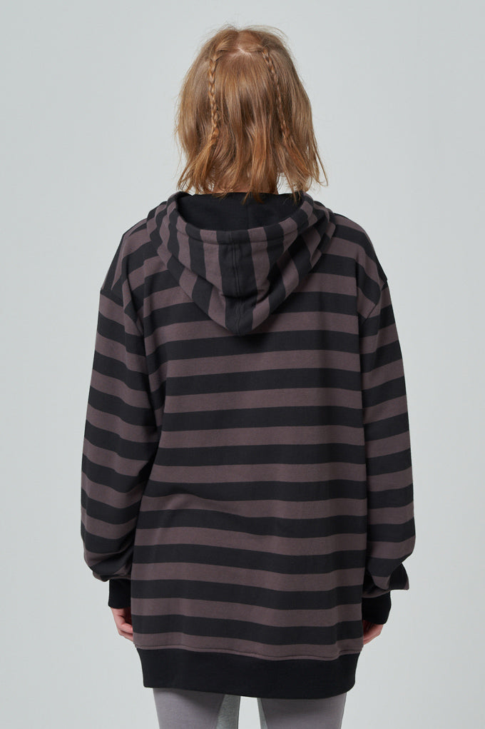 Oversized stripe hoodie_dark brown (6676843855990)