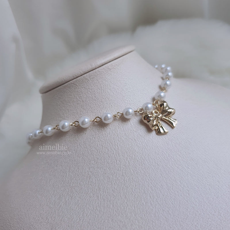 Heart Locket Layered Pearl Choker Necklace - Gold ver. (Billlie Sheon –  aimelbie