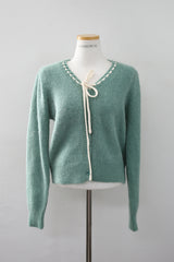 ピューレウールストラップニットカーディガン / PUREE WOOL STRAP KNIT CARDIGAN(IVORY, MINT, PINK,  BLACK 4COLORS!)