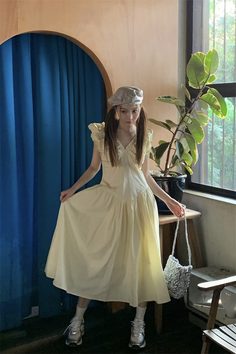 ヘプバーンシャーリングロングドレス / Hepburn shirring long dress