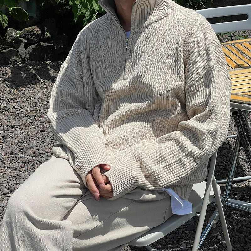 メント ハーフ ジップアップ ニット / ASCLO Ment Half Zip Up Knit