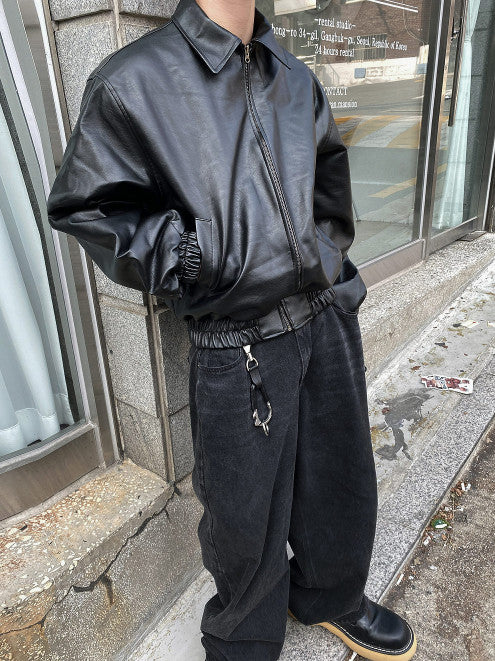 レザーオーバージッパージャンパー/No.9115 leather over zipper JP 