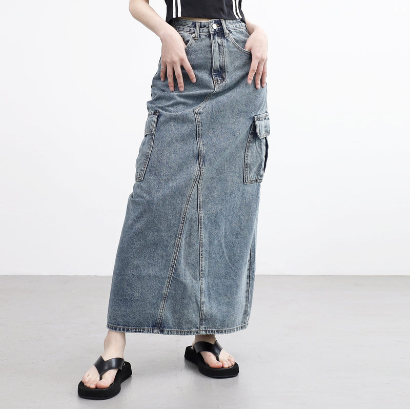 オーシャンズカーゴデニムロングスカート / Oceans Cargo Denim Long