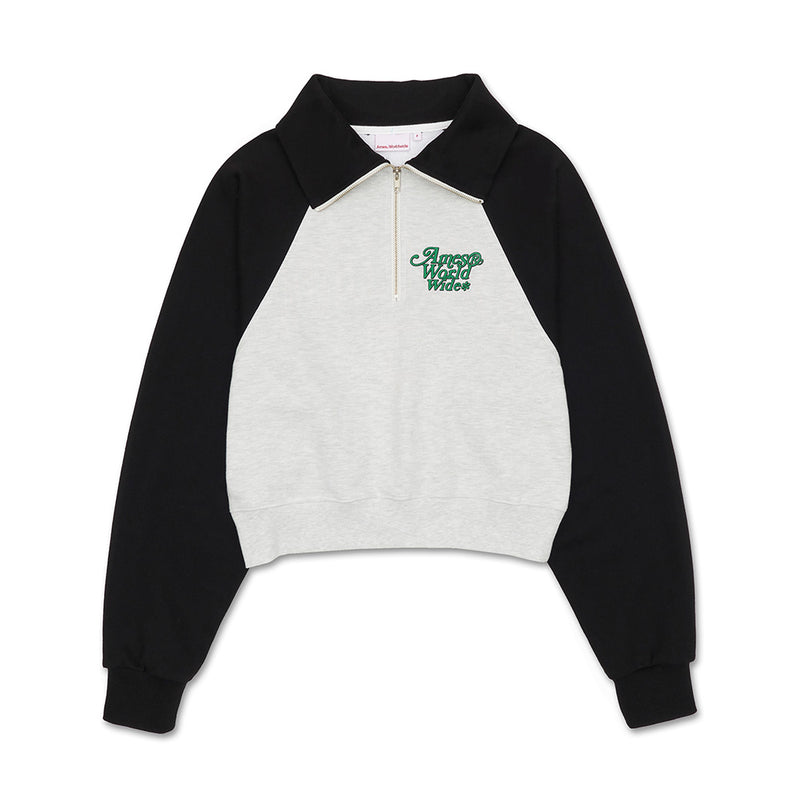 ロゴラグランクロップハーフジップアップ/LOGO RAGLAN CROP HALF ZIP