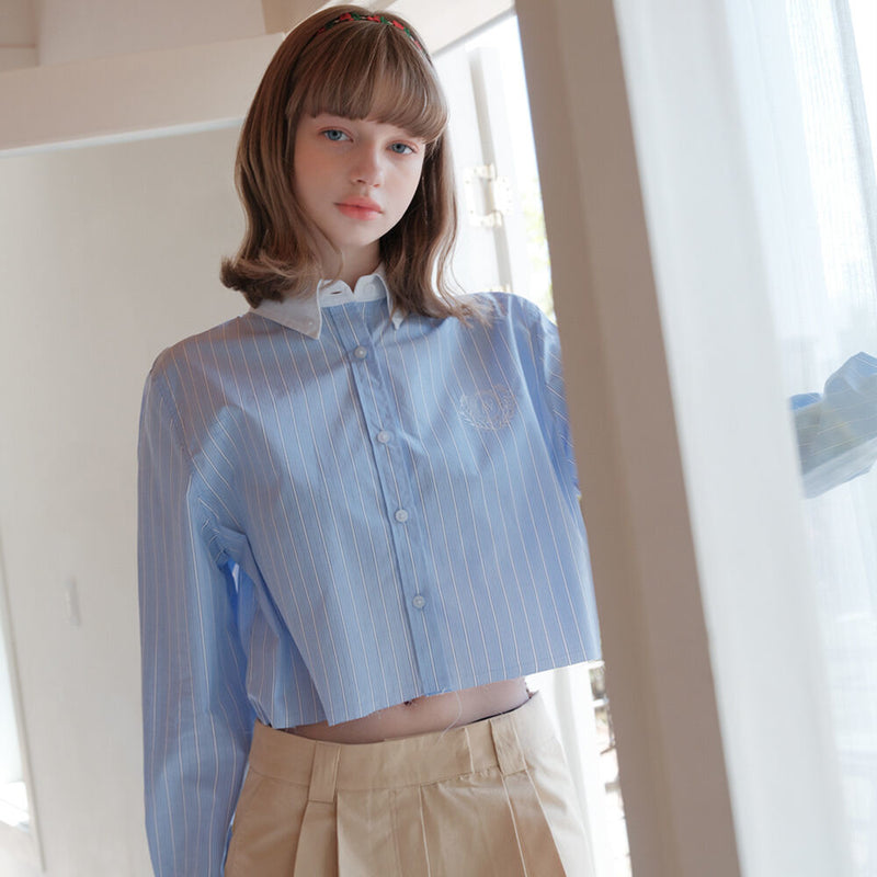 ストライプクロップドMuシャツ / Stripe cropped Mu shirt SKYBLUEAVANDRESS/ {{ category }}