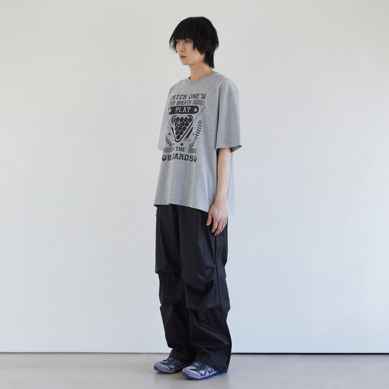 グロッシーコットンパラシュートパンツ / GLOSSY COTTON PARACHUTE PANTS (BLACK)JUAN HOMME/ {{  category }}