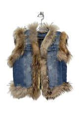 ヴィンテージラクーンデニムベスト / Vintage Raccoon Denim Vest (2 colors)