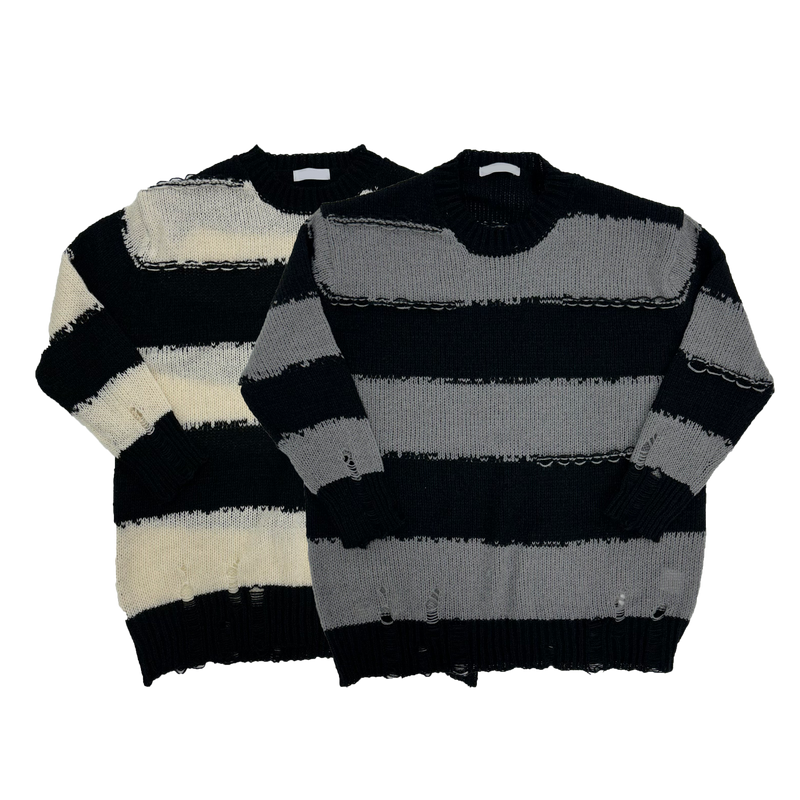 格安正規品【NOMA t.d.】Damage Stripe Sweater ニット　黒 トップス