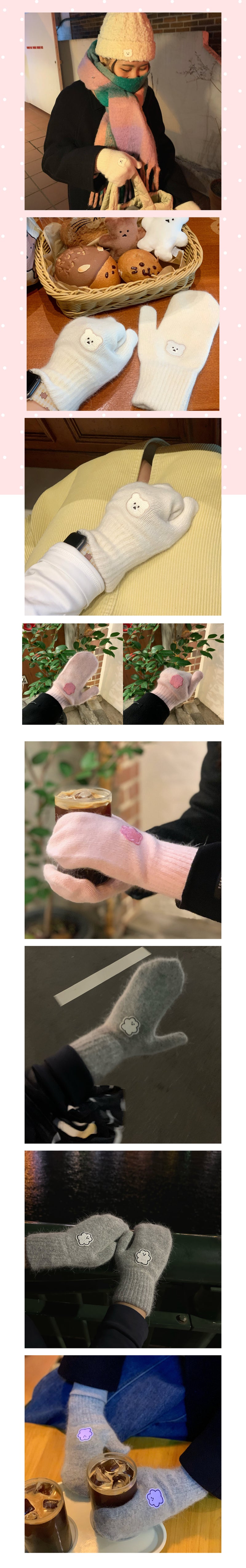 chanibear soft angora mittens (3color-Snow White)