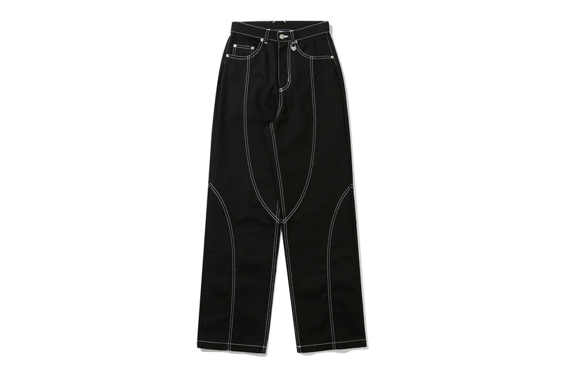 カーブ ステッチ パンツ / CURVED STITCH PANTS(BLACK)