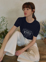 ROLA JACQUARD KNIT NAVY - Tシャツ/カットソー(半袖/袖なし)