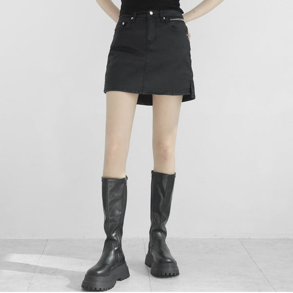 chrome coated mini skirt (6684840362102)