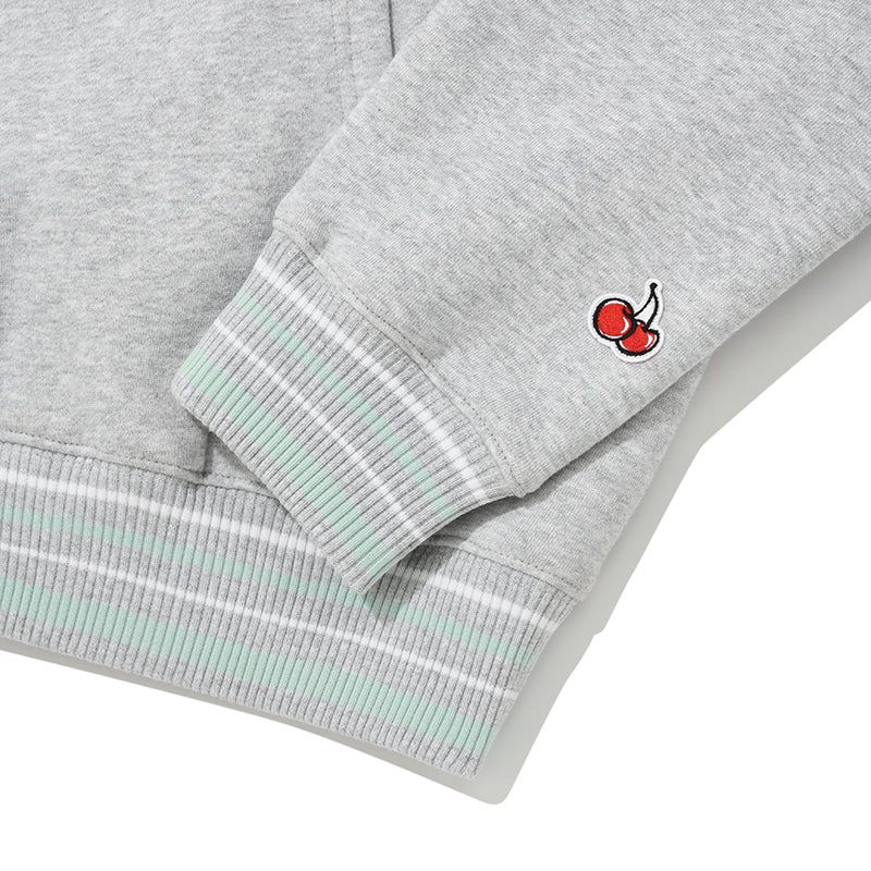 SMALL CHERRY V-NECK NAPPING SWEATSHIRT [MELANGE GRAY] – 60