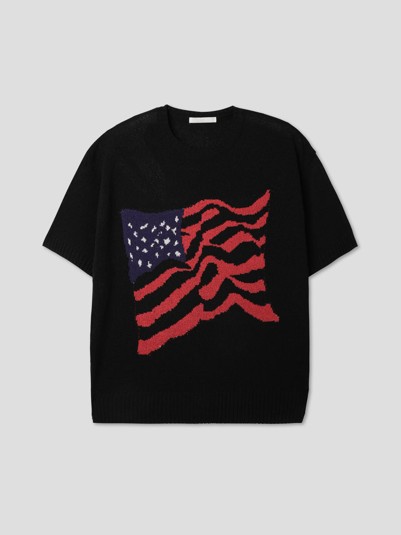 USAフラッグ半袖ニット/USA flag half-sleeves knit 4color – 60