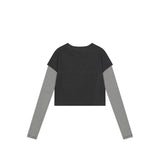 STRIPE LAYERED BABY-T [CHARCOAL]