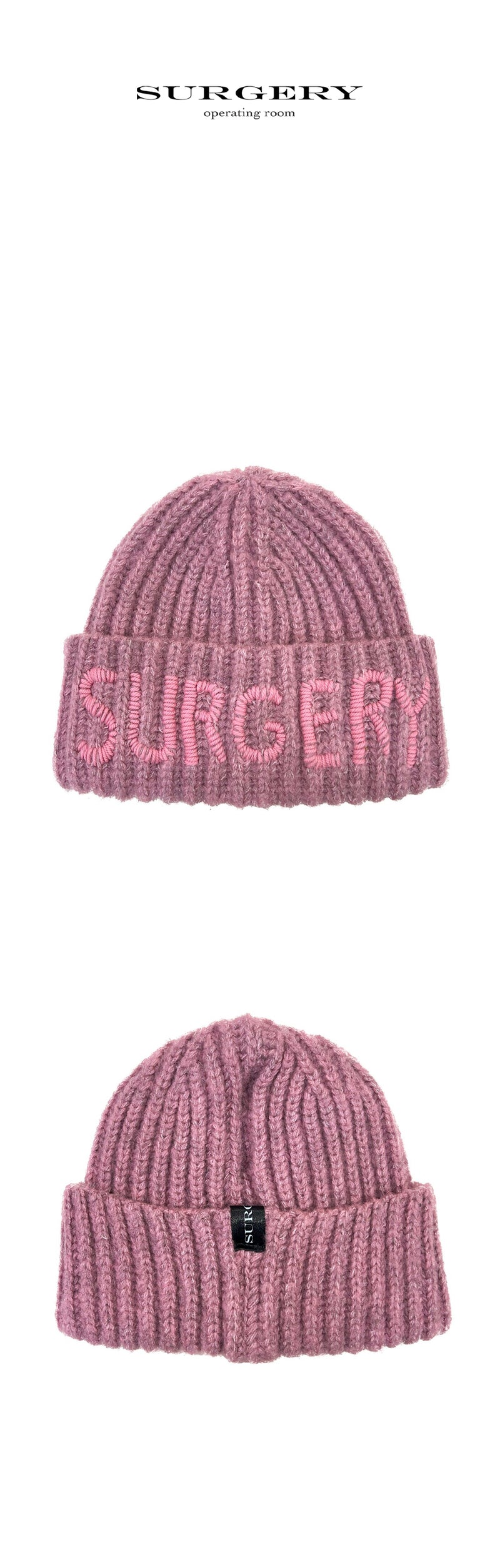 ハンドステッチ刺繍ロゴビーニー / surgery hand stitch embroidery logo beanie 'pink'