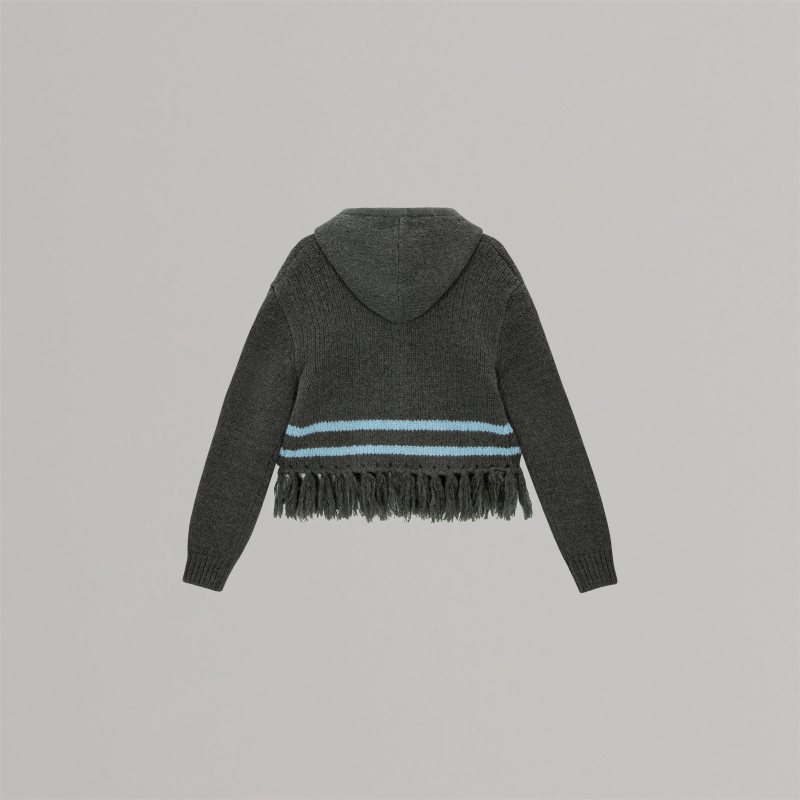 hood knit cardigan (dark grey)
