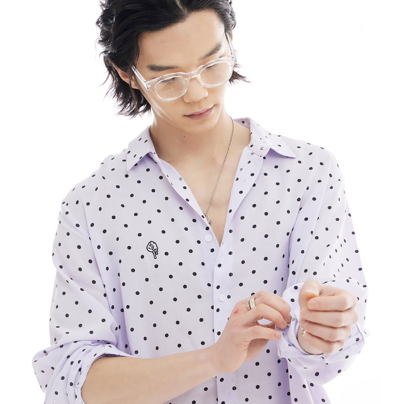 オーバーフィットドットプリントシャツ/OVERFIT DOT PRINT SHIRT-LILAC