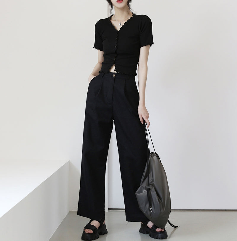 Delrin wide cotton trousers (6546159730806)